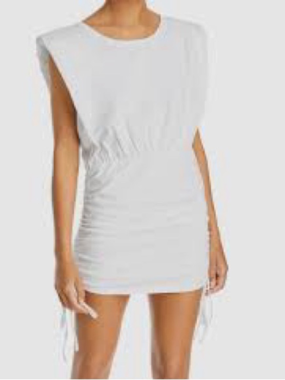 Bardot White Ruched Side-Tie Mini Dress